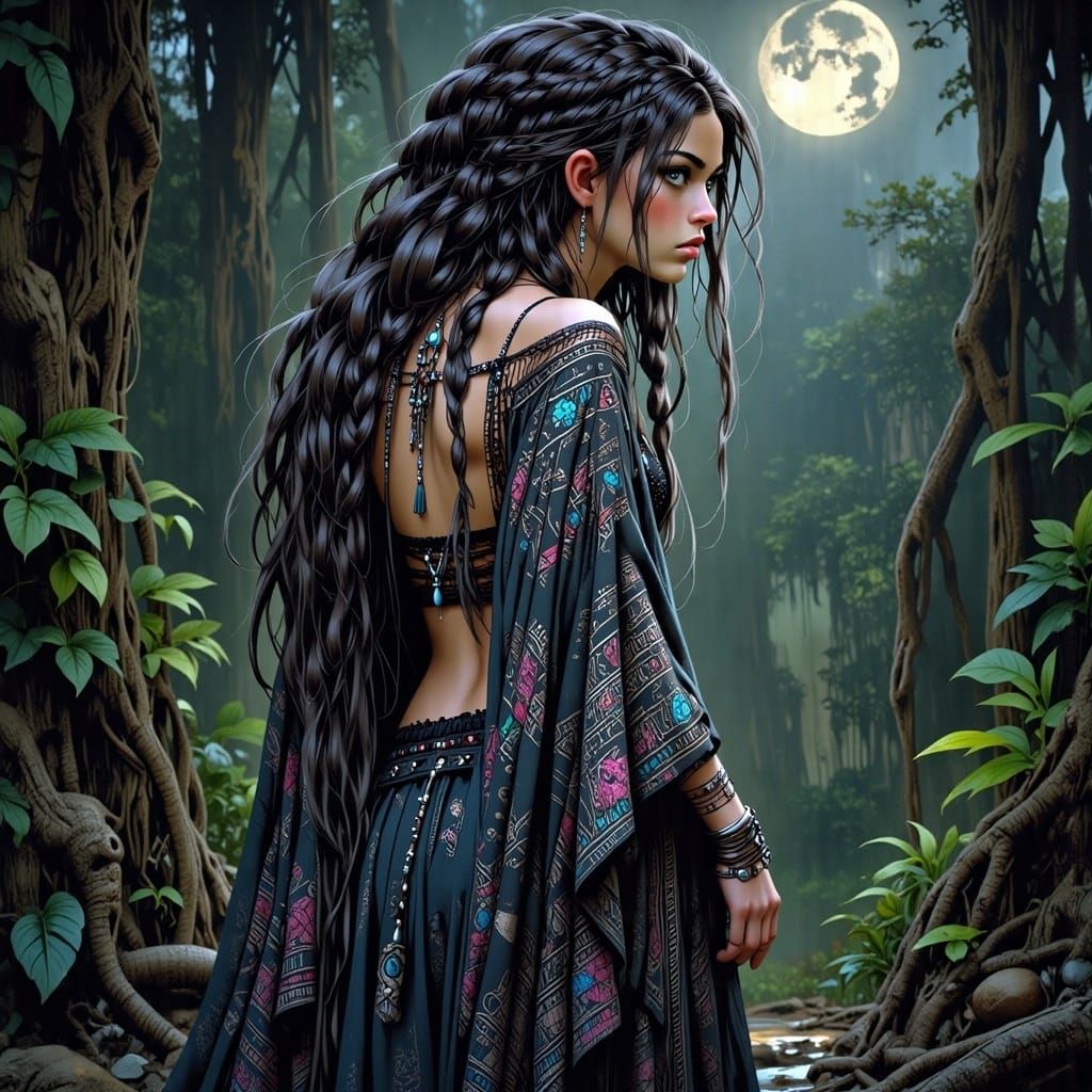 Mystical Elf with Tarot Deck in Enchanted Forest