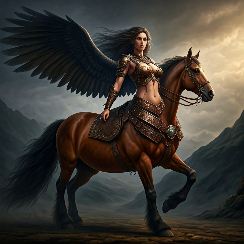 Armored Centaur Ready for Battle, Fantasy Illustration
