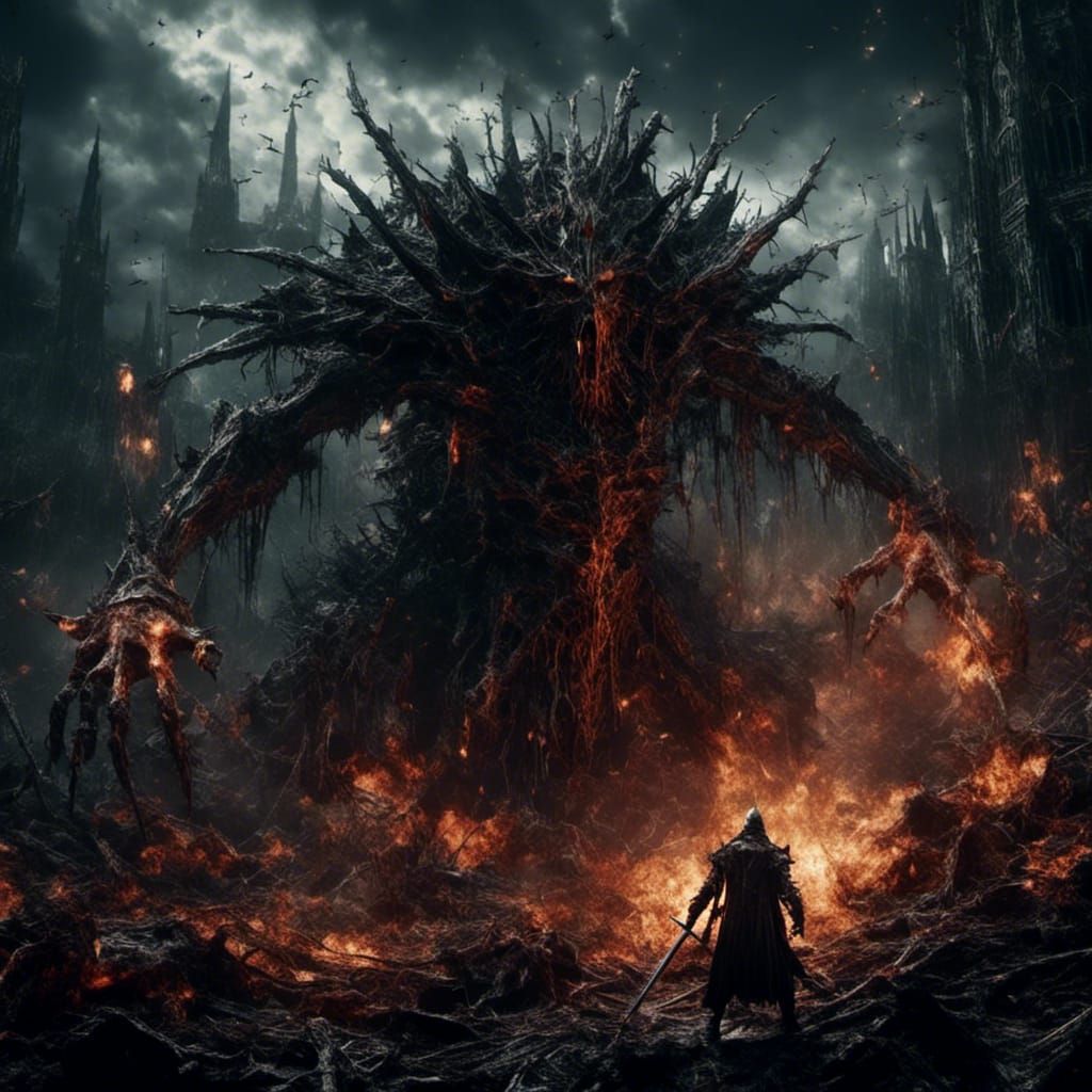 Knight vs Witch Boss Fight in Dark Souls Style