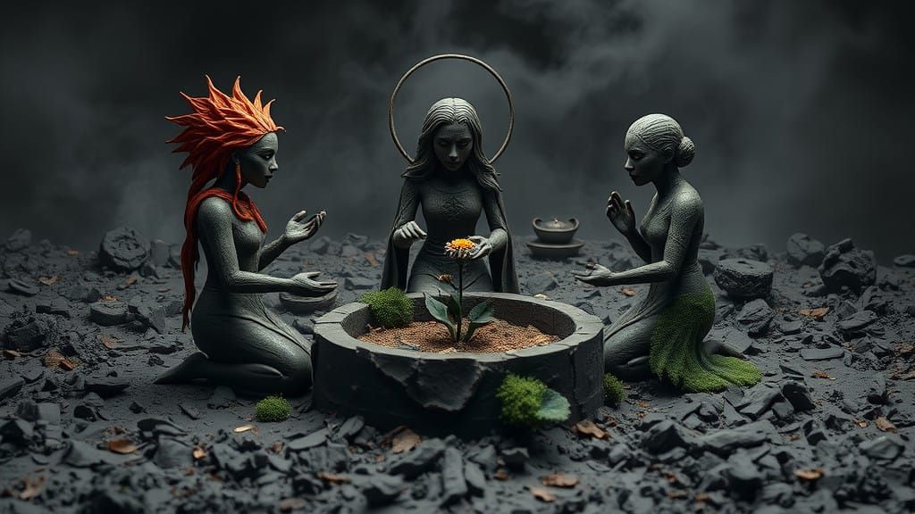 Goddesses of the Elements in Clay Surrealism