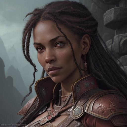 Redguard Female Portrait in Comic Book Style