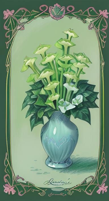 Botanical Bells of Ireland in Colored Pencil Style