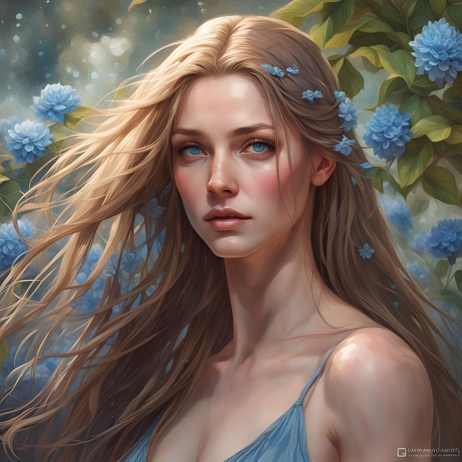 Beautiful Woman Portrait in Lush Garden Setting