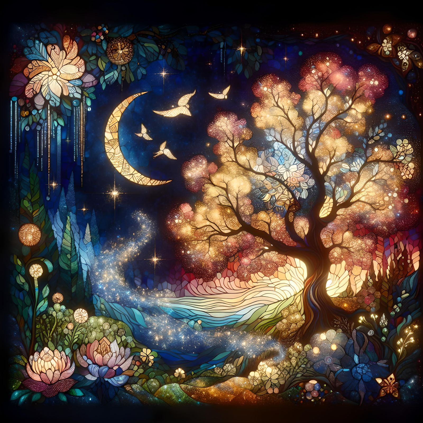 Dream Tree with Russian Folk Art Elements