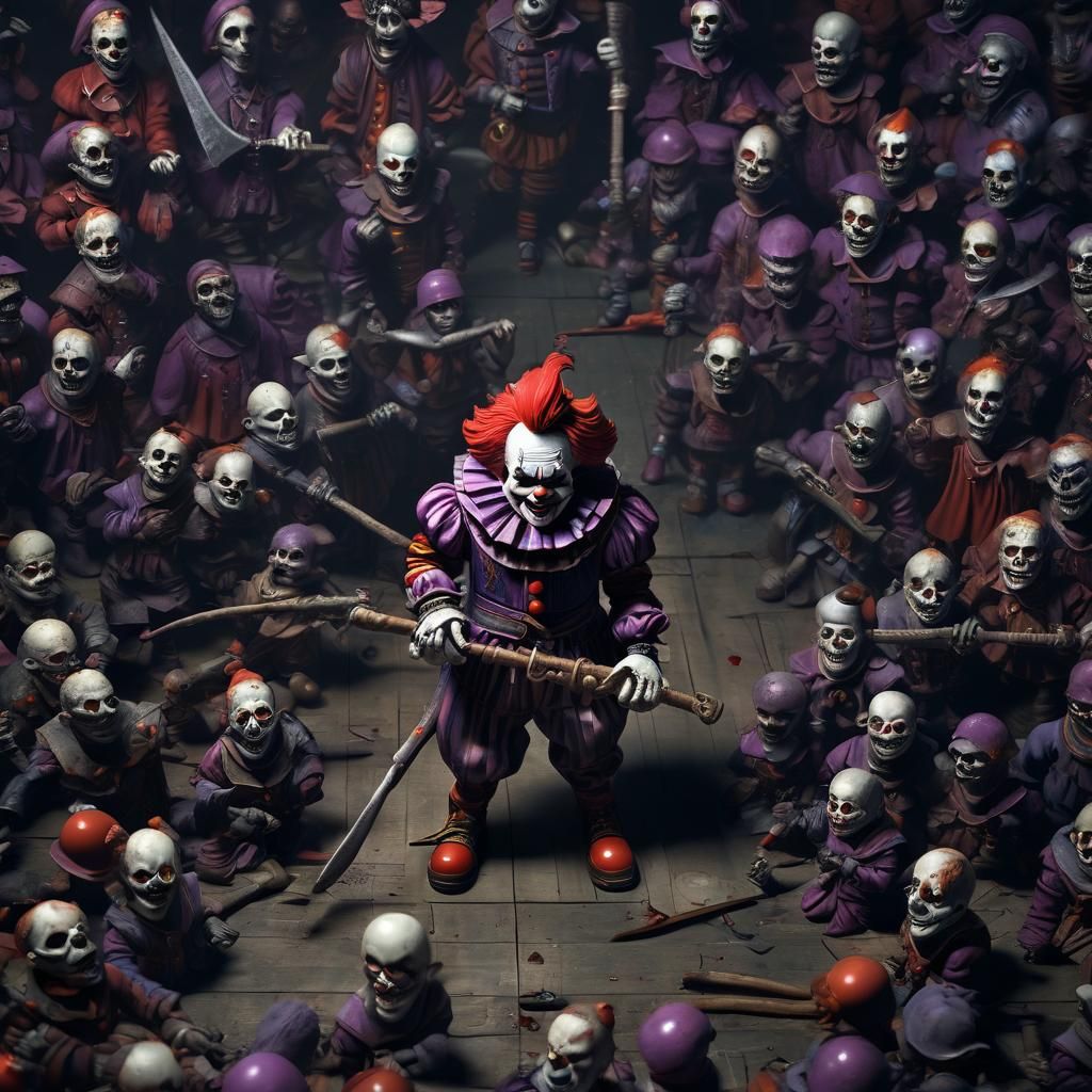 Terrifying Clown Toy in Dark Fantasy Style