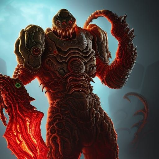 Cyber Demon Skeleton in Eldritch Cyberpunk Style