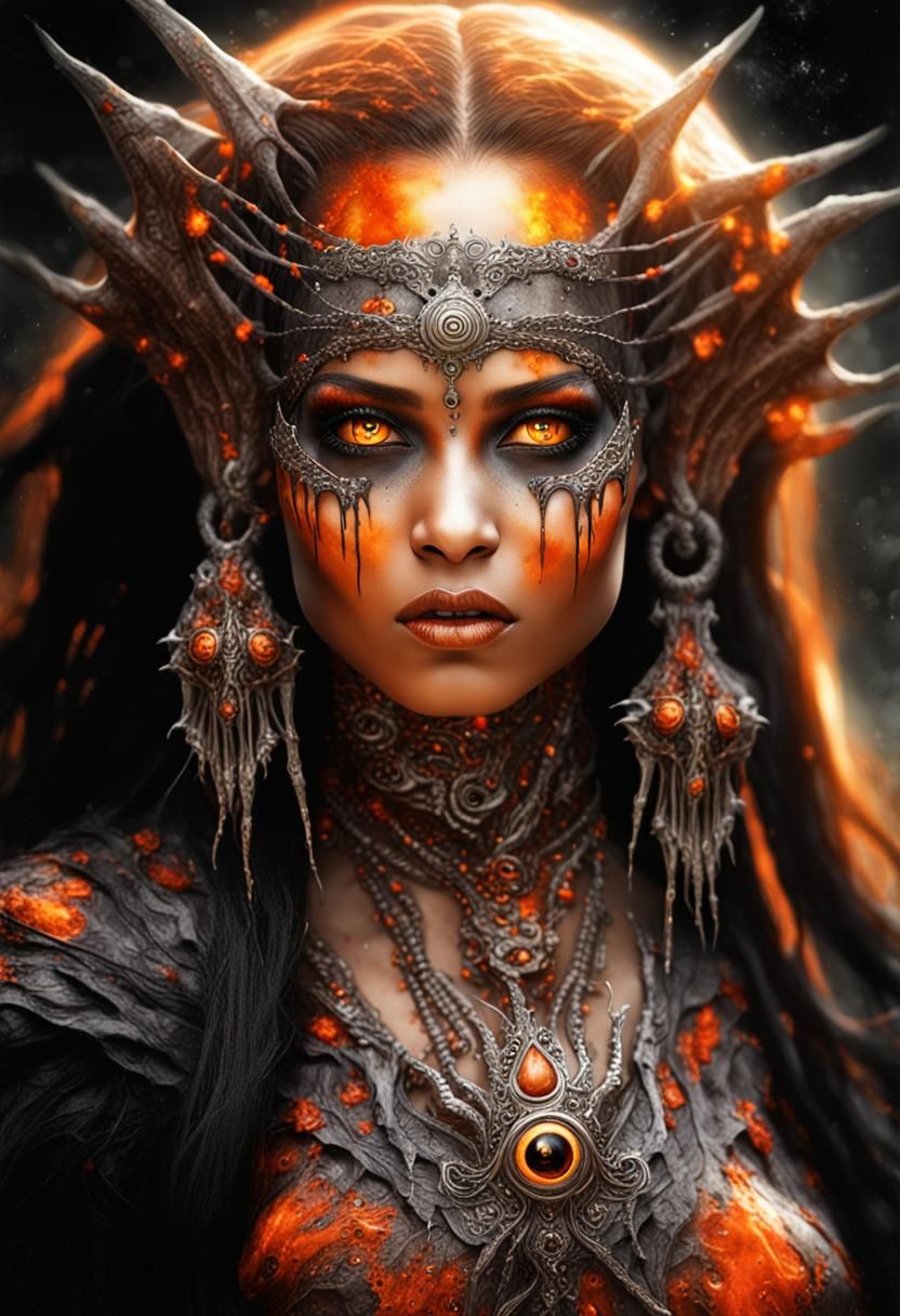 Dark Female Portrait in Luis Royo Fantasy Style