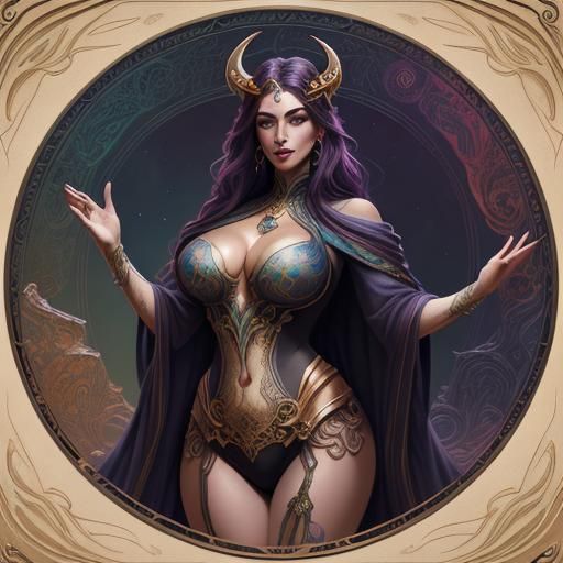 Art Nouveau Zodiac Goddess in Vibrant Colors