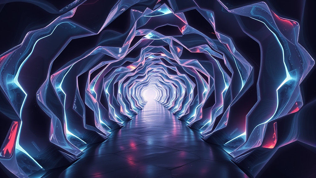 Surreal Tunnel of Warped Shapes in Dreamlike Style