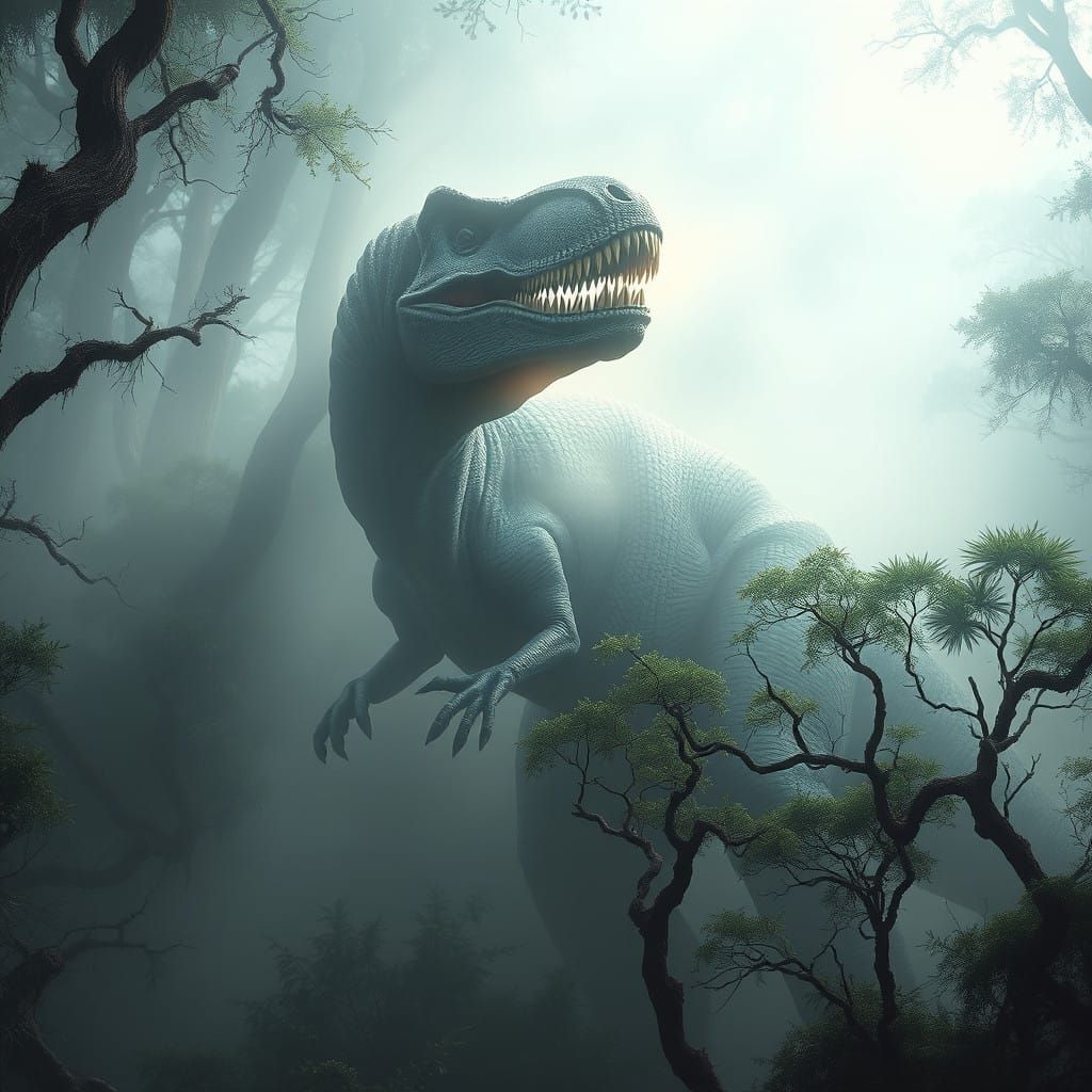 Ancient Beast Emerges from Whimsical Fog