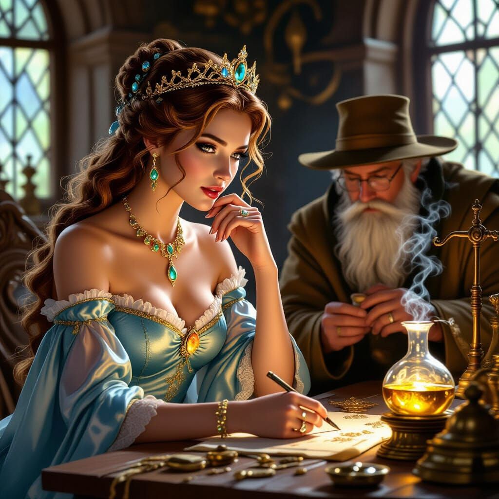 Topaz Princess Watches Alchemist's Work in Silk