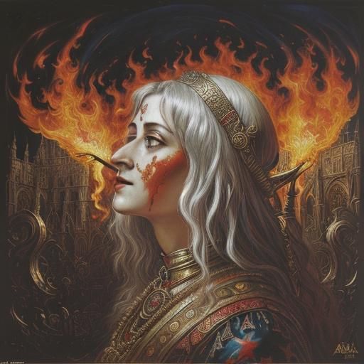 London's Great Fire: Gothic Cathedral in Flames