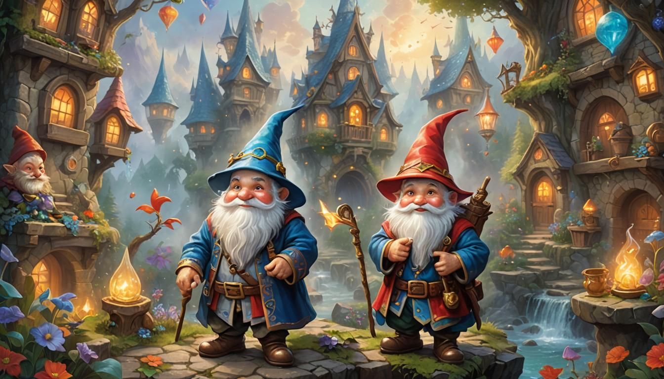 Heroic Gnome Mage in Children's Book Style