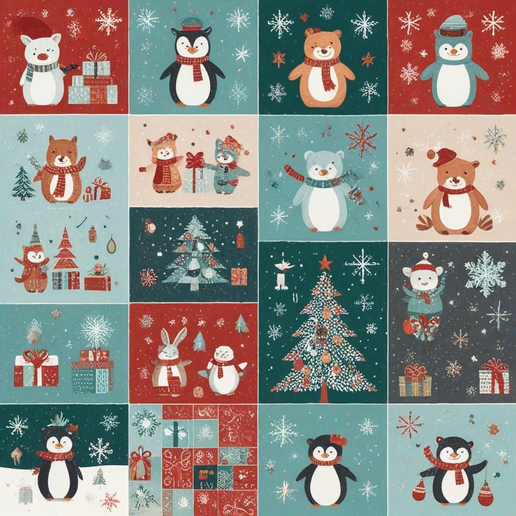 Vibrant Christmas Memories in Sparkly Rectangles