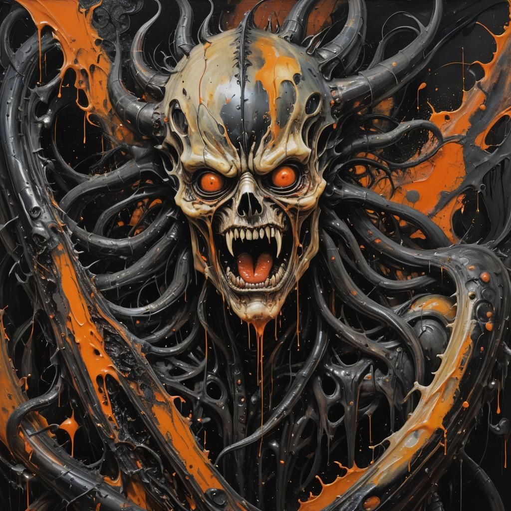 Nightmare Monster Emerging from Painting in Surrealist Style