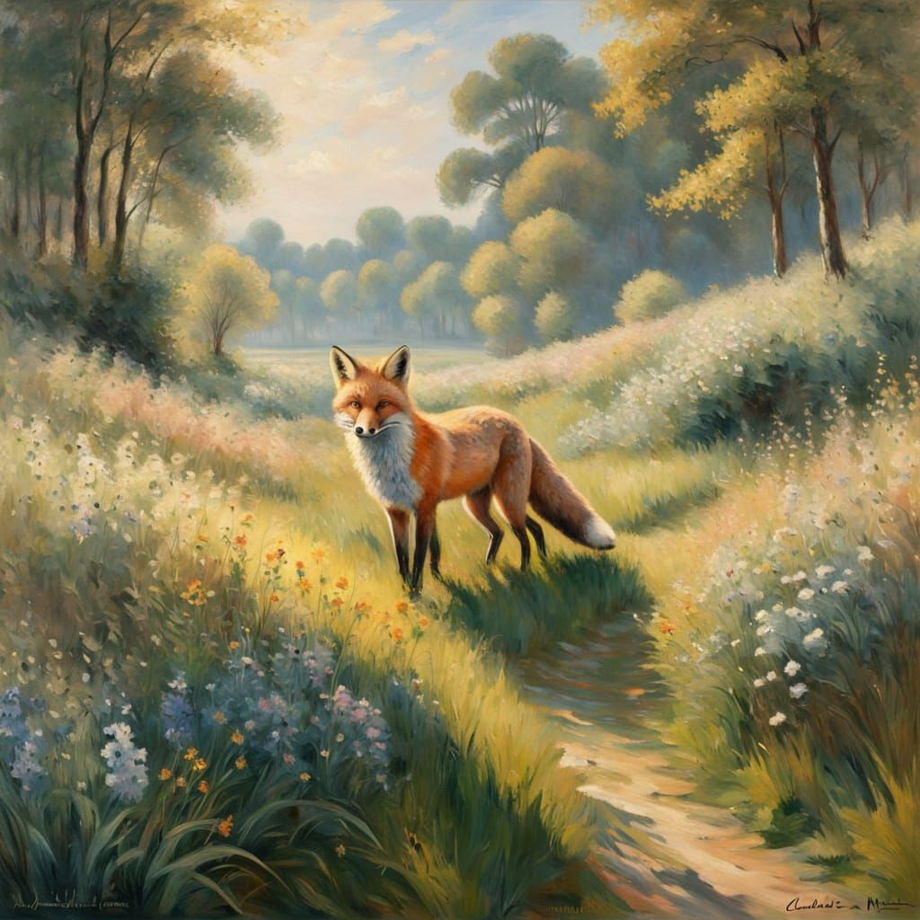 Idyllic British Countryside Scene with a Fox