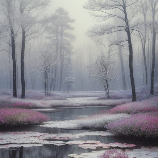 Whimsical Watercolor Winter Wonderland in Soft Focus