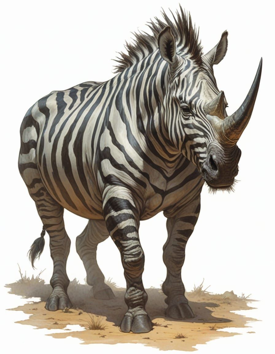 Zebra Rhinoceros Hybrid in Heroic Fantasy Style