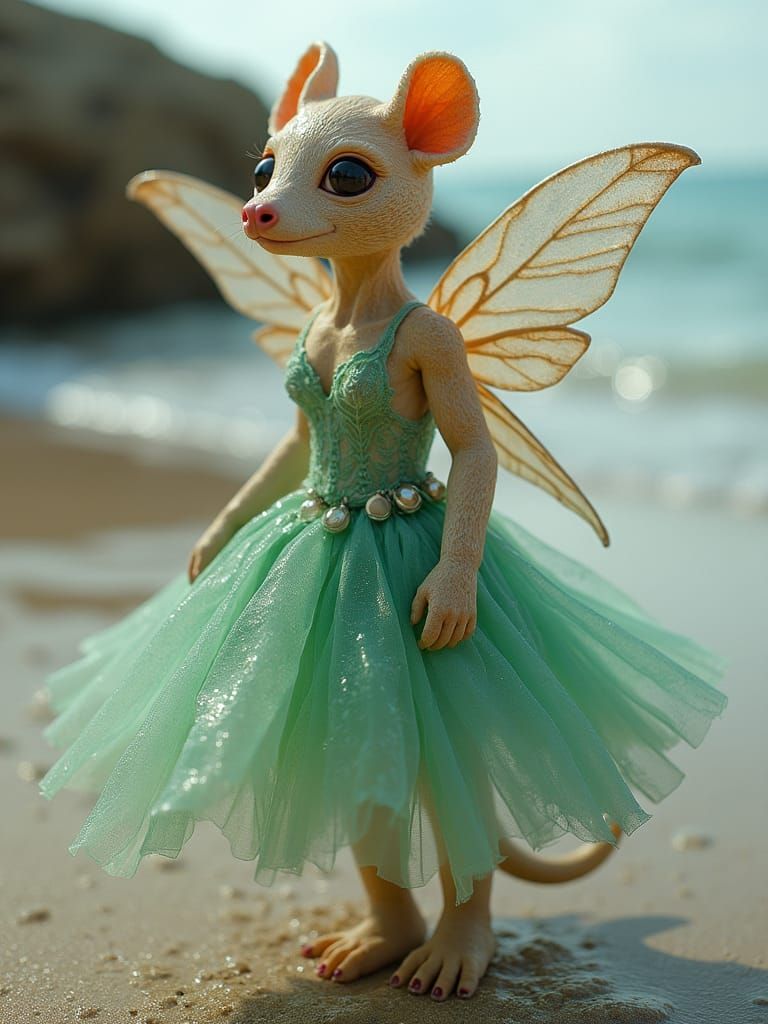 Sea Glass Couture Bear-Orchids Dancing on the Beach