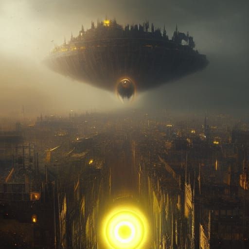 Giant Eye in Sky: Dark Fantasy Concept Art