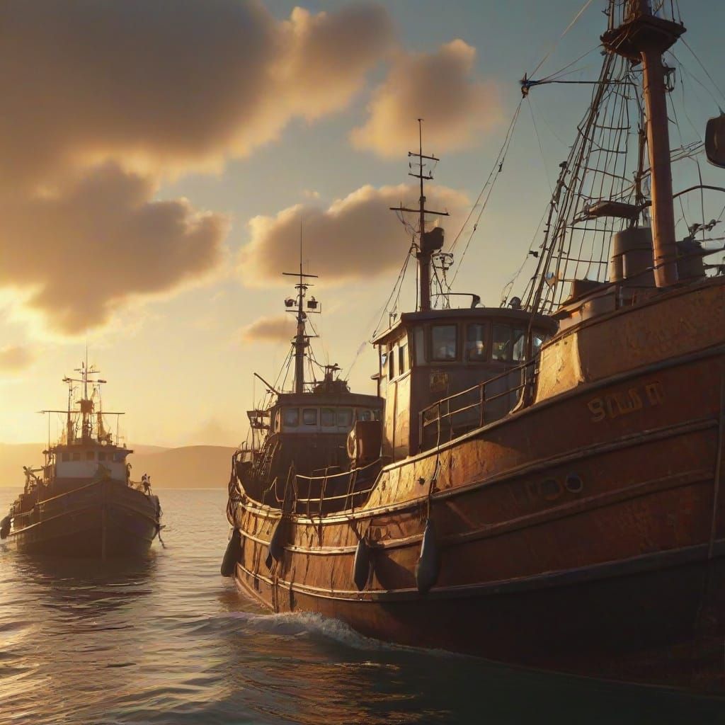 Steampunk Fishing Boats at Golden Hour