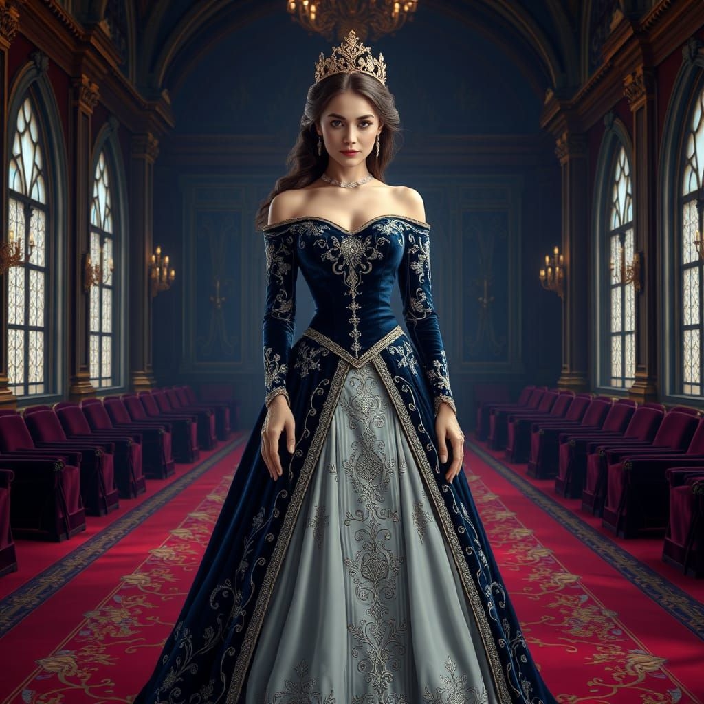 Princess in Luxurious Gown: Dark Fantasy Style