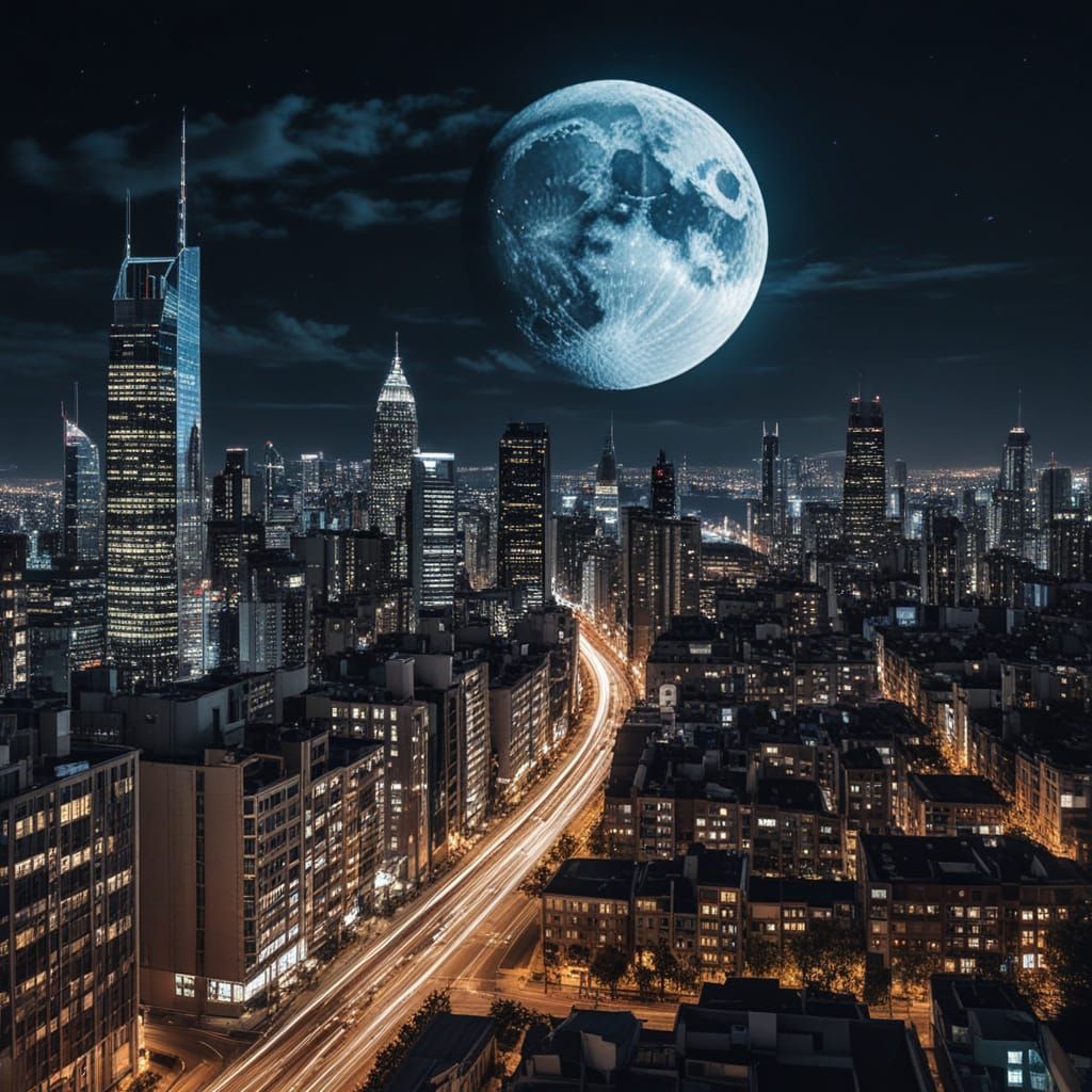 Surreal Futuristic Cityscape at Sunset