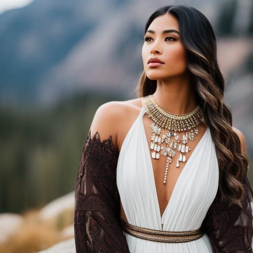 Pocahontas as Armed Hunter Warrior in Utah Landscape