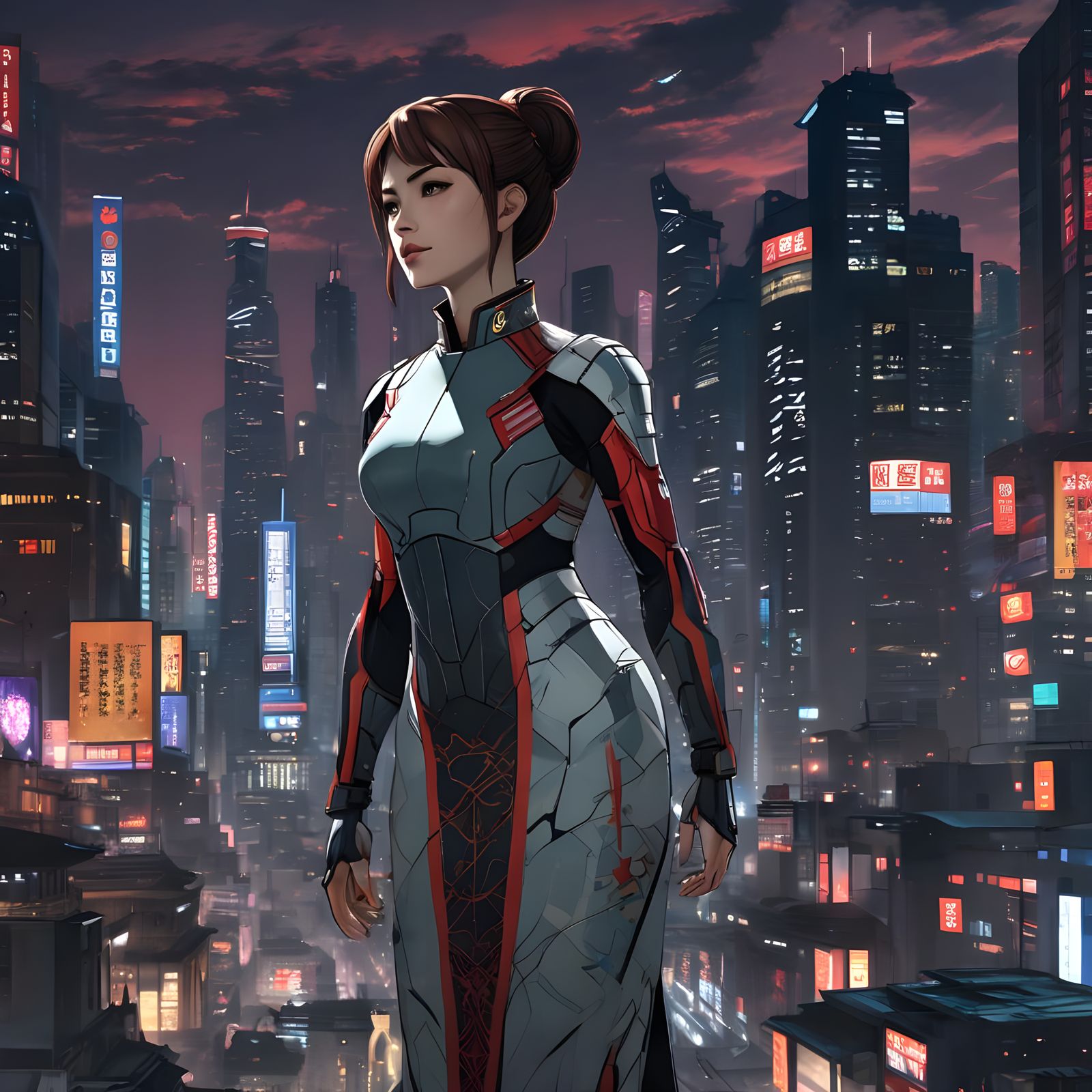 Commander Shepard in Qipao: Retro Anime Style