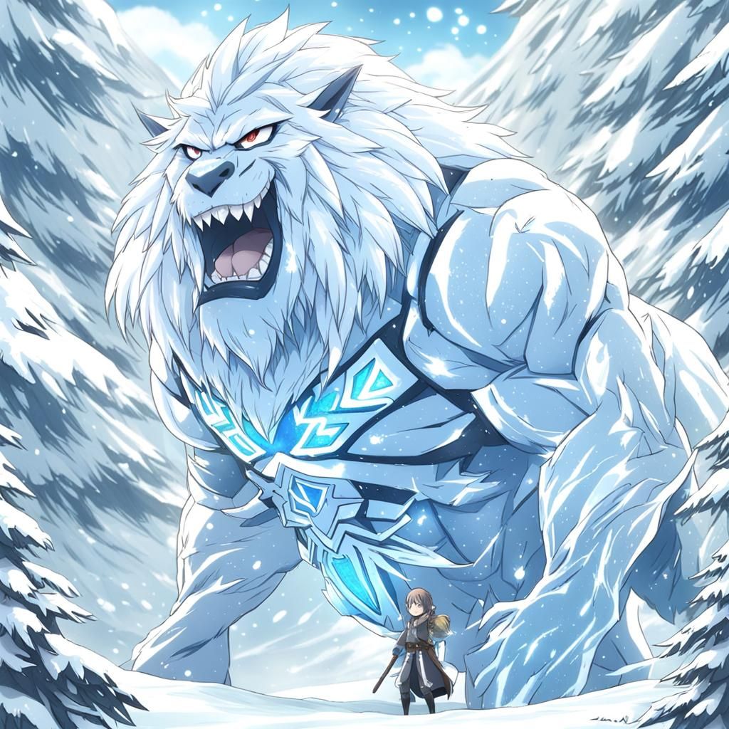 Smiling Giant Frost Ymir in Anime Style