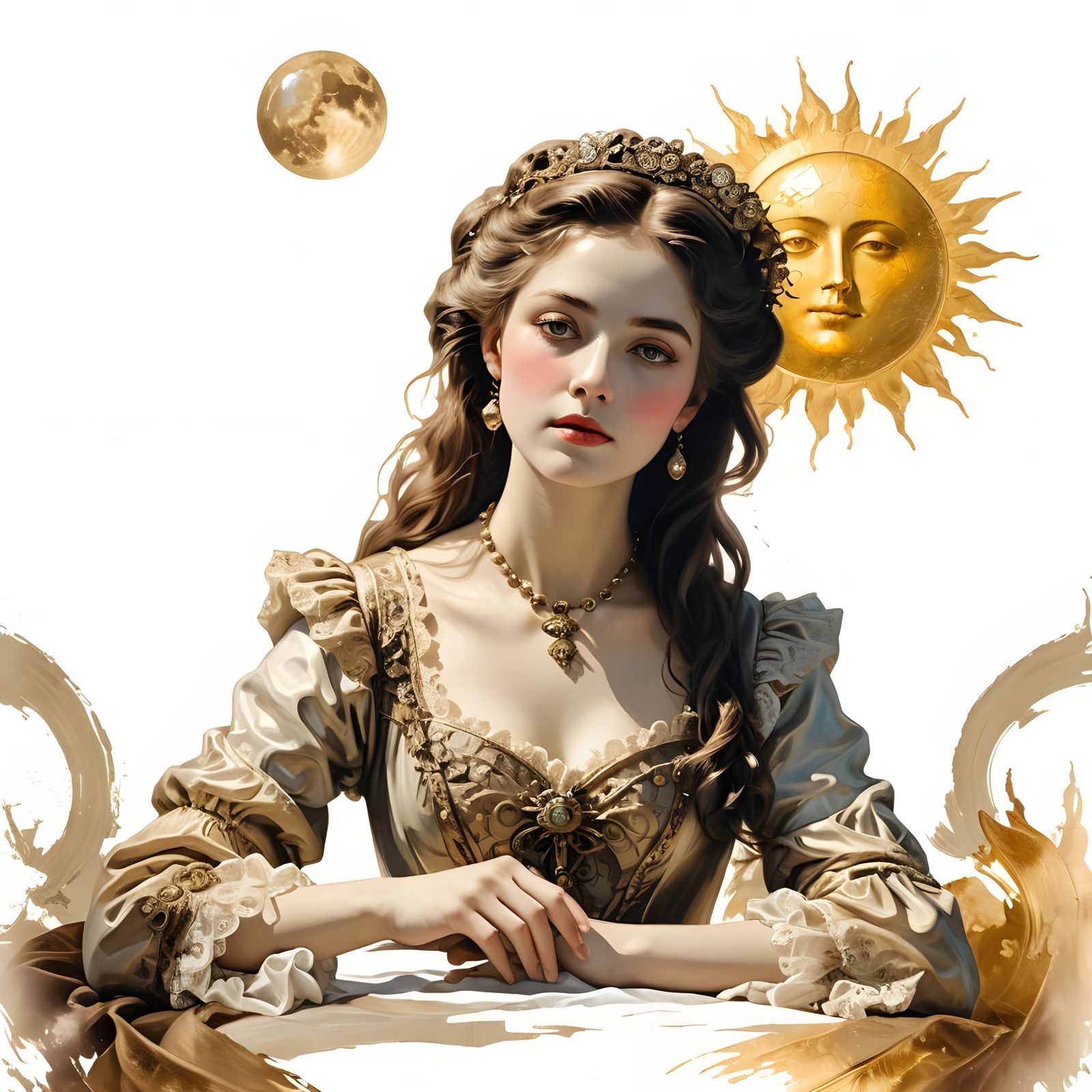 Surreal Heart in Victorian Style, Impasto Painting