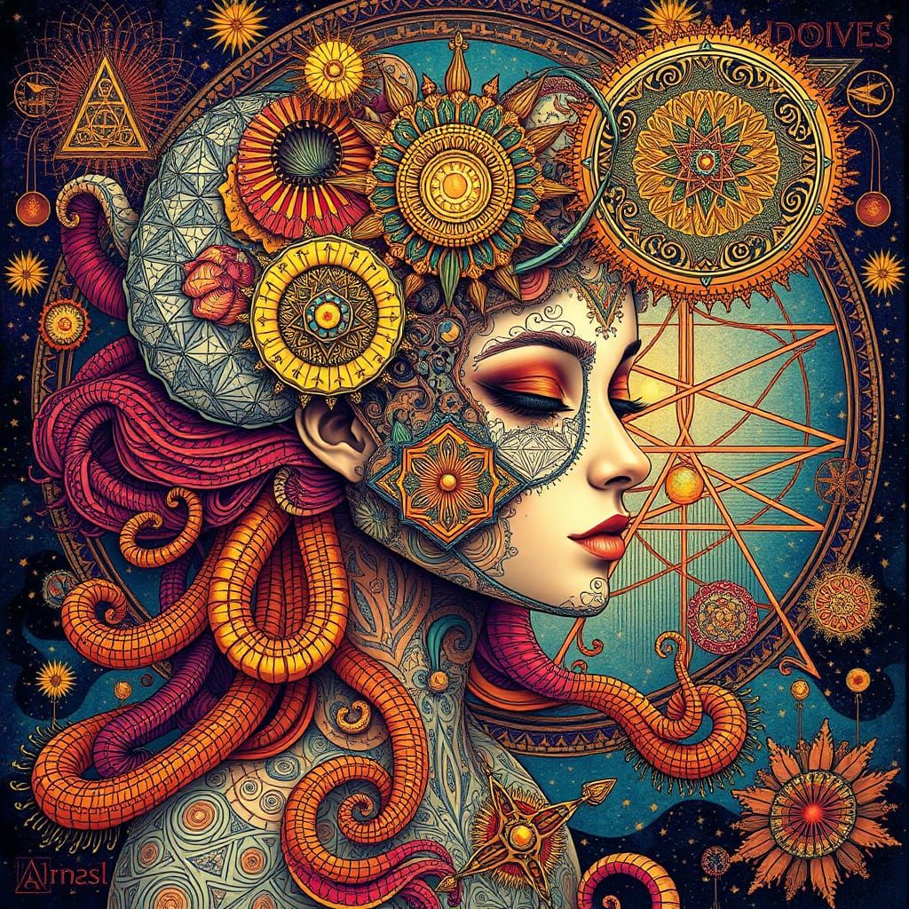 Biomechanical Woman in Visionary Style