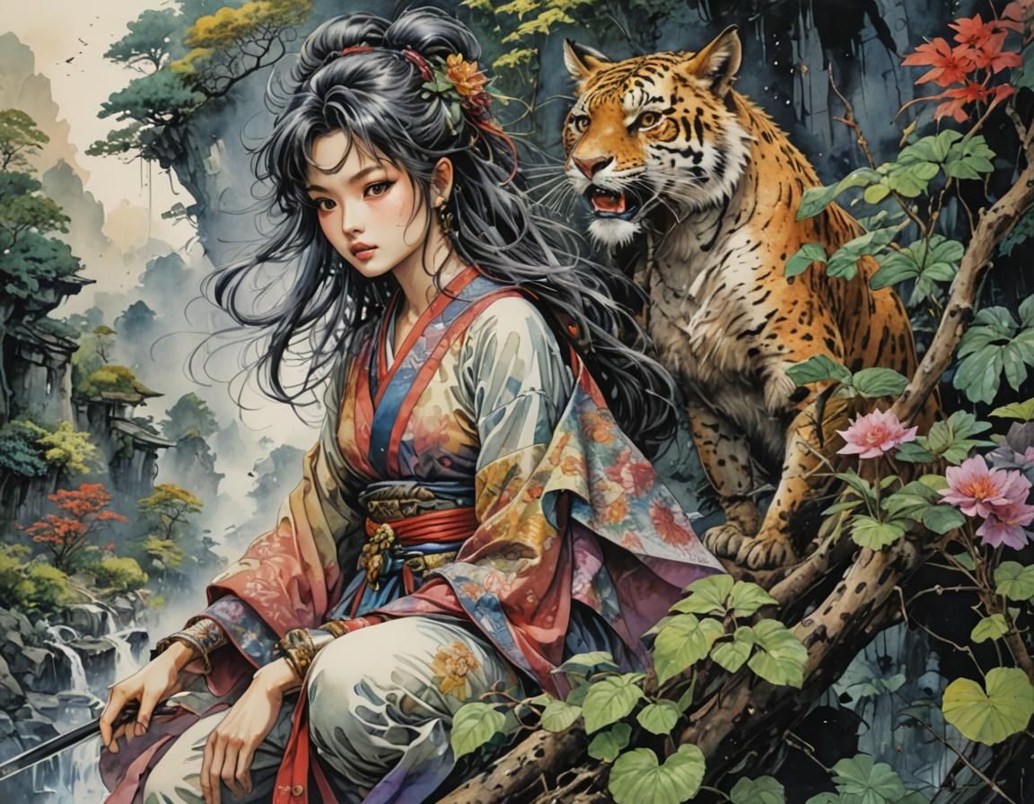 Dynamic Watercolor and Ink Illustration