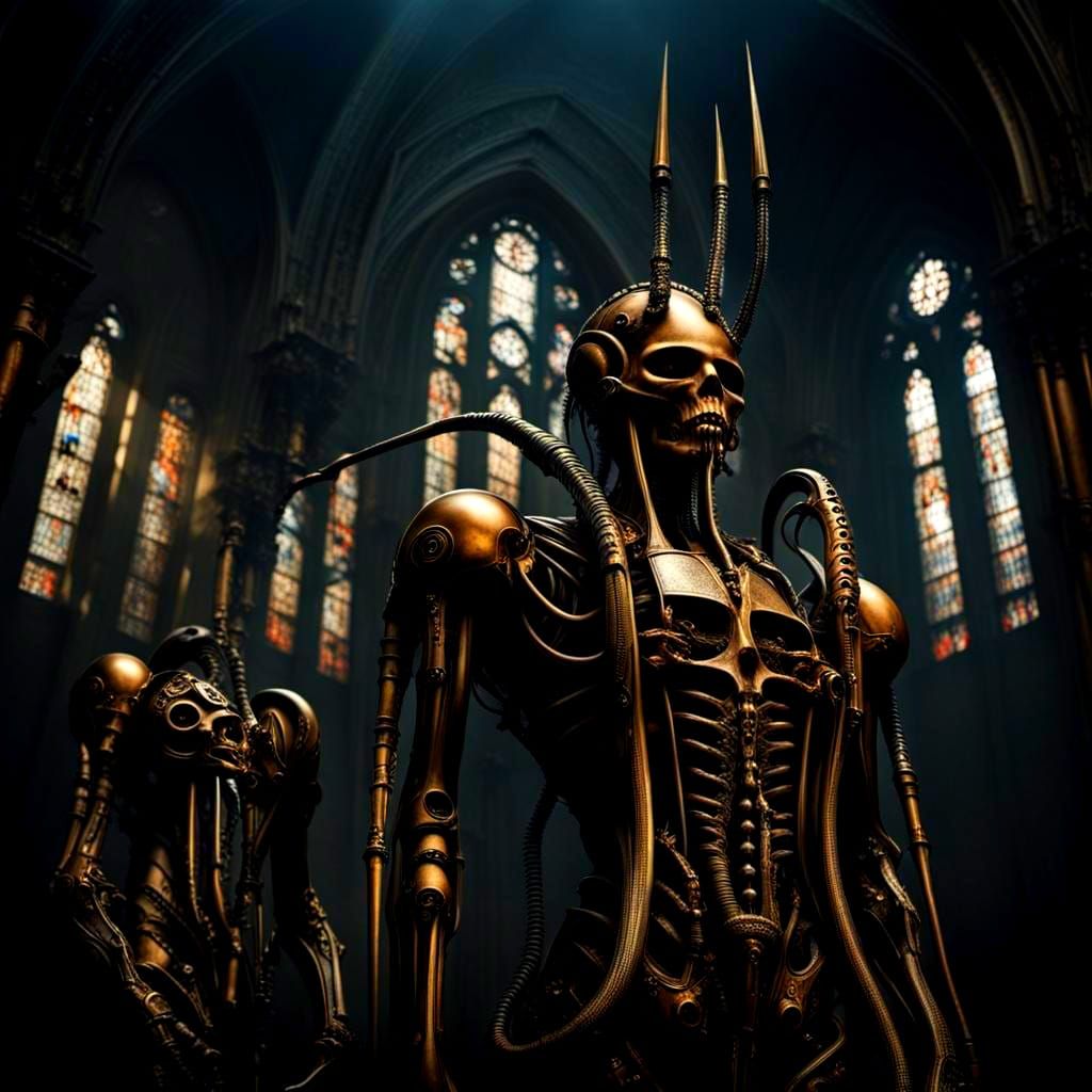 Horrific Steampunk Cenobites in Biomechanical Style