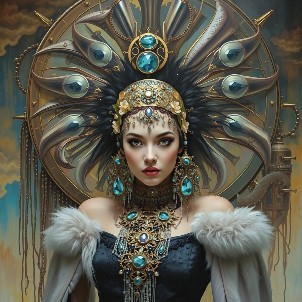 Surreal Woman in Art Deco Style