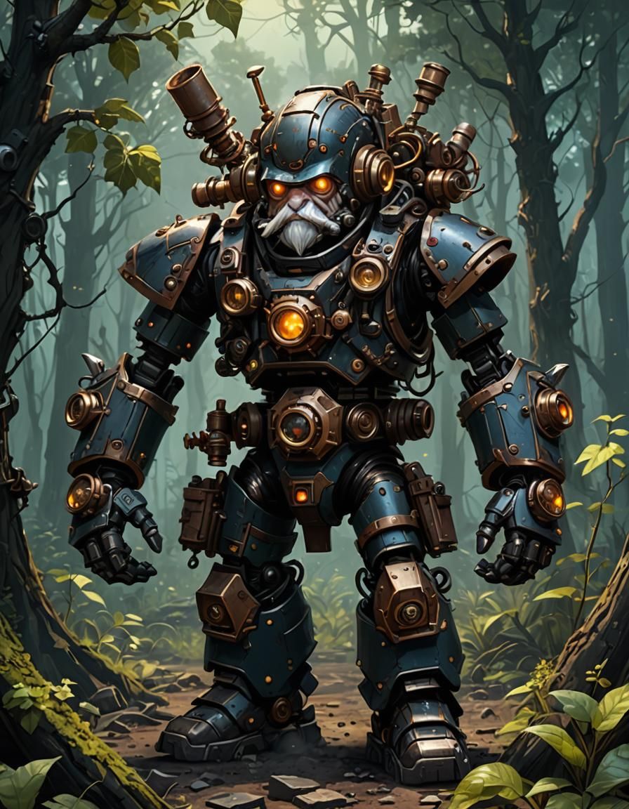 Steampunk Mech Suit Piloted by Gnome