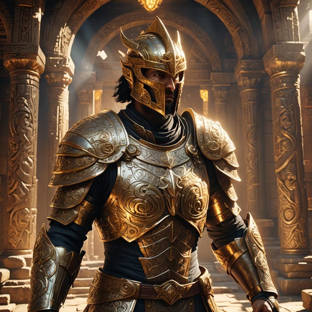 Hero Brian Elmo in Mystical Temple: 3D Render