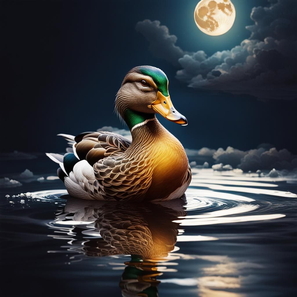 Sad Duck with Broken Heart Reflection