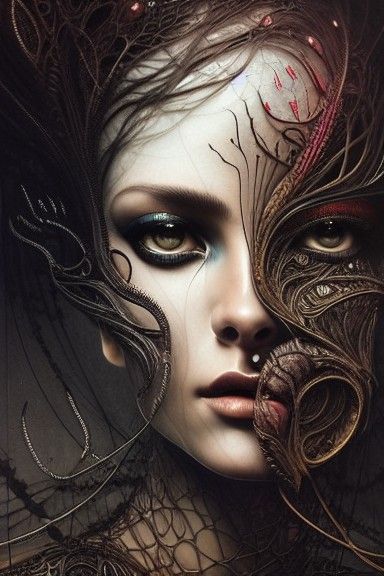 Ethereal Elf Woman Portrait with Sinister Detail