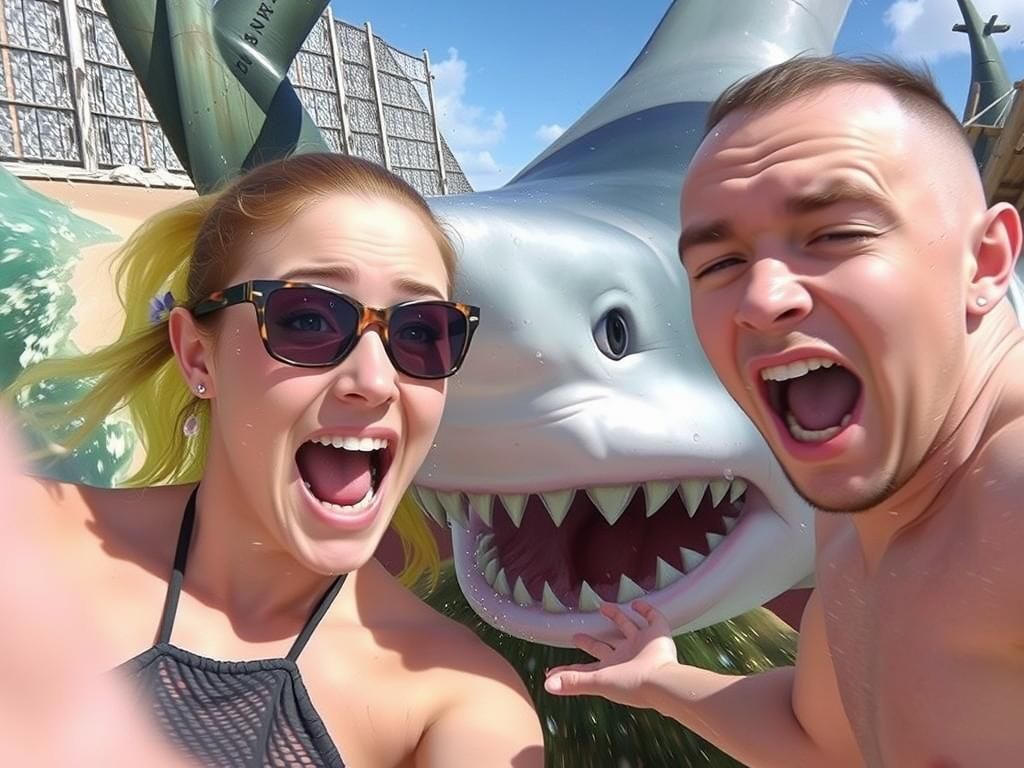 Shark Attack: Couple Fleeing in Underwater Terror