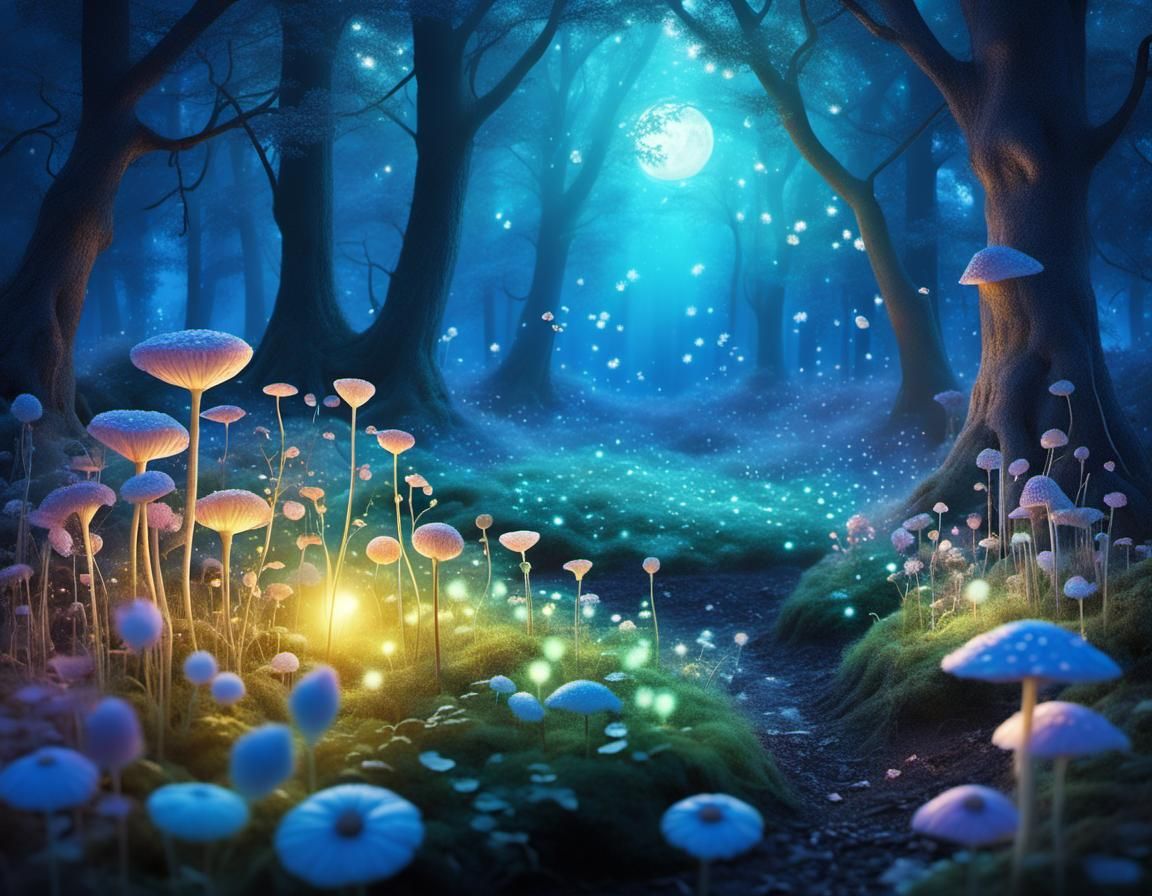 Fairies Planting Seeds in Magical Forest at Dawn