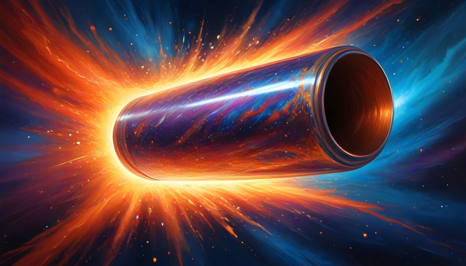 Glowing Metal Cylinder in a Cosmic Vortex