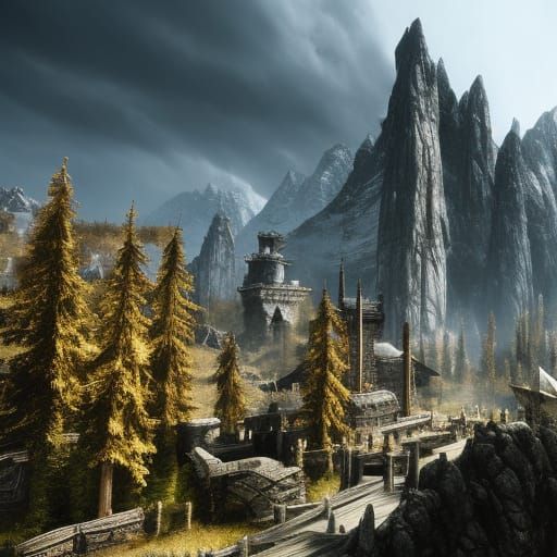 Epic Skyrim Landscape: Cinematic Digital Matte Painting
