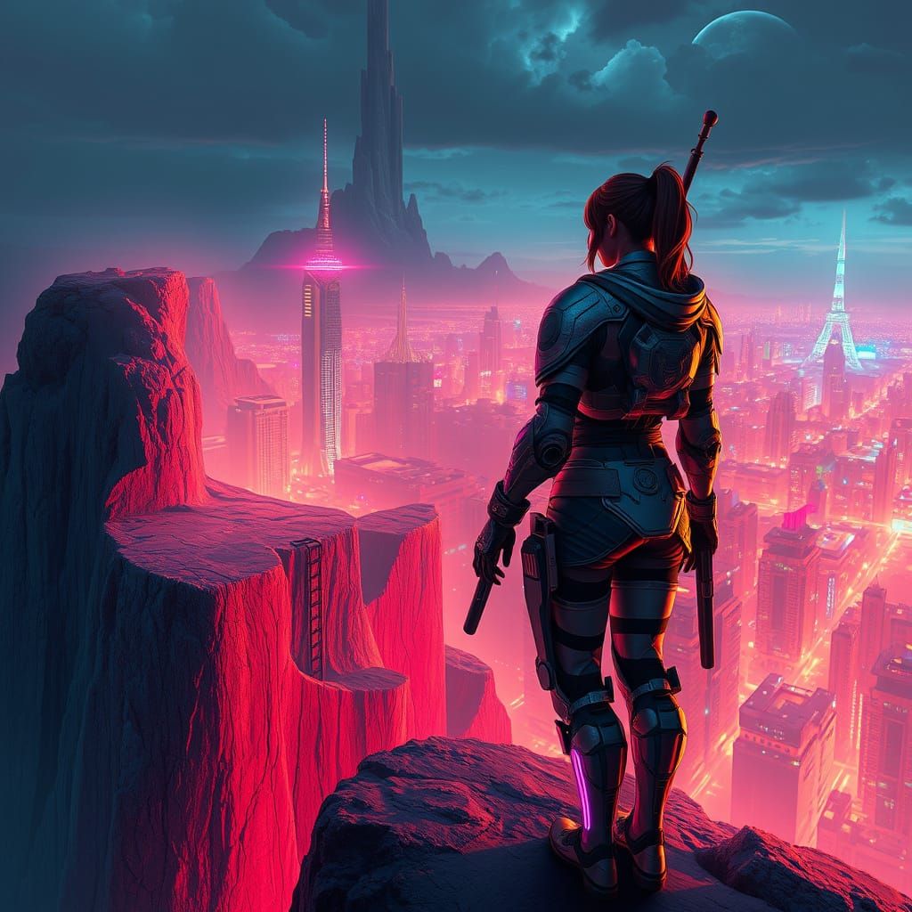 Dystopian Future: Woman in Cyberpunk Armor