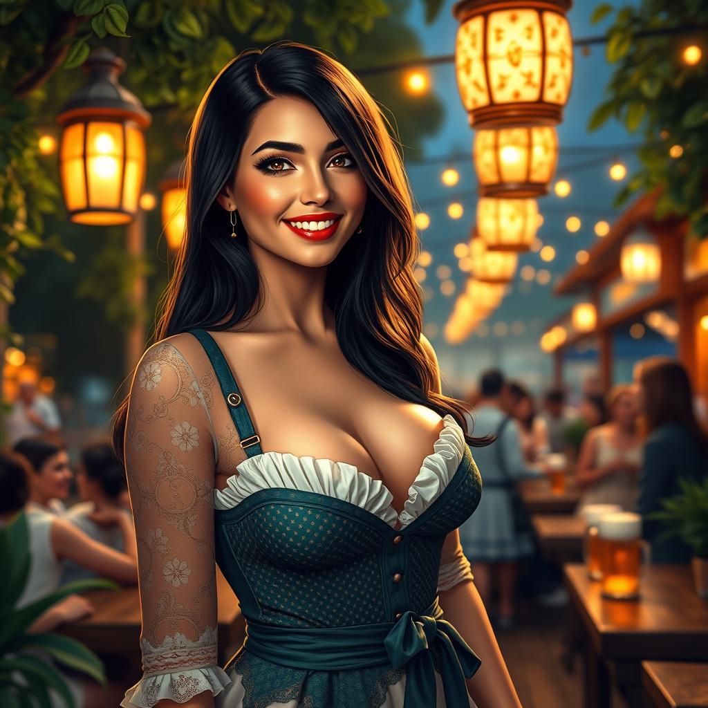 Bavarian Beauty in Oktoberfest Beer Garden