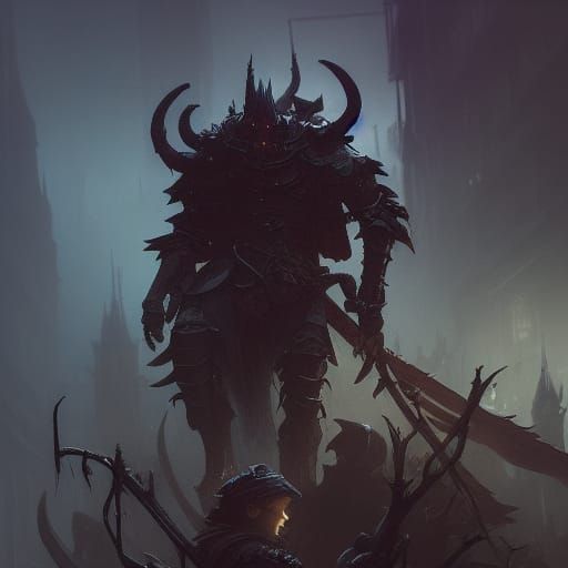 Detailed Goblin Knight in Dark Fantasy Style