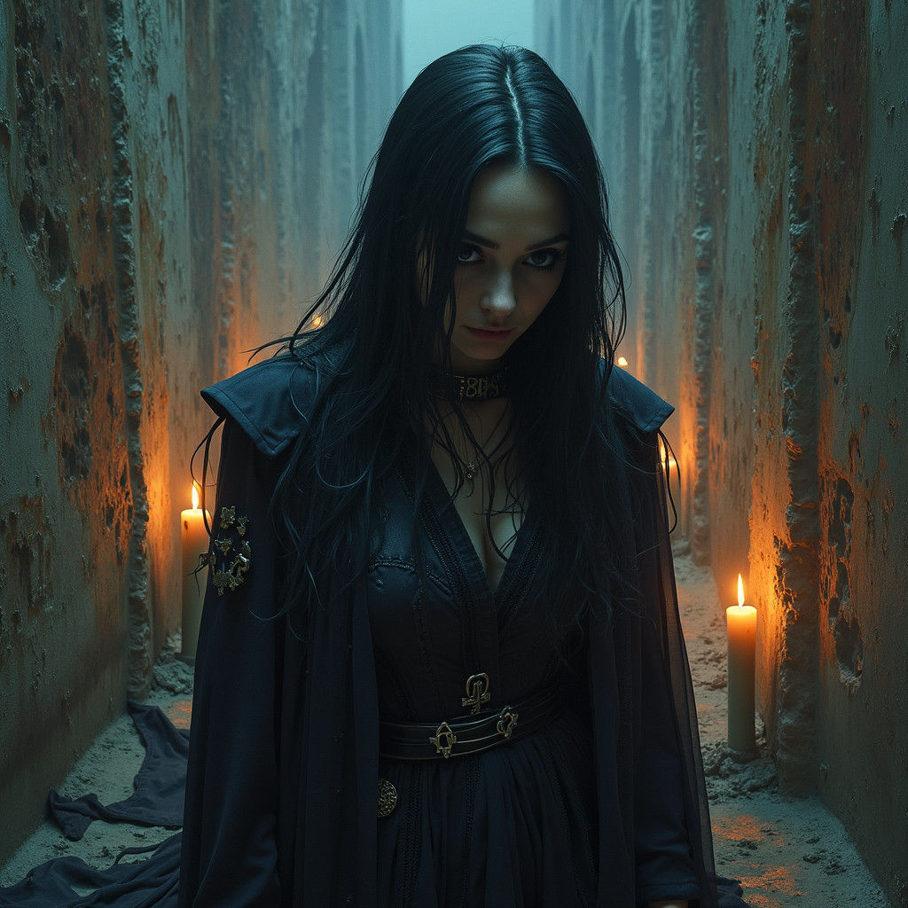 Surreal Cyberpunk Woman Trapped in Haunting, Dark Prison