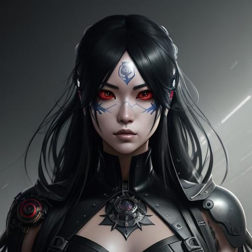Japanese Goth Girl Portrait in Hyperdetailed Style