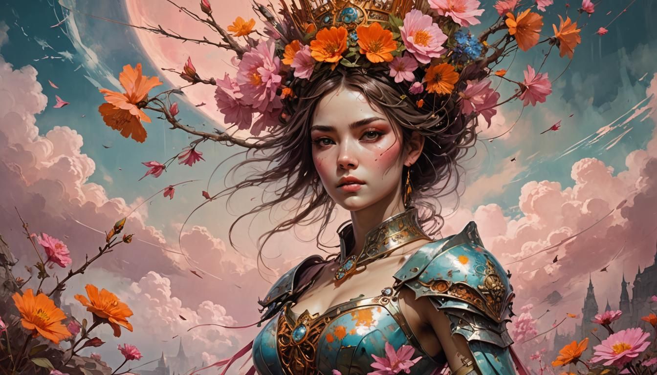 Futuristic Princess Portrait in Neo-Impressionist Style