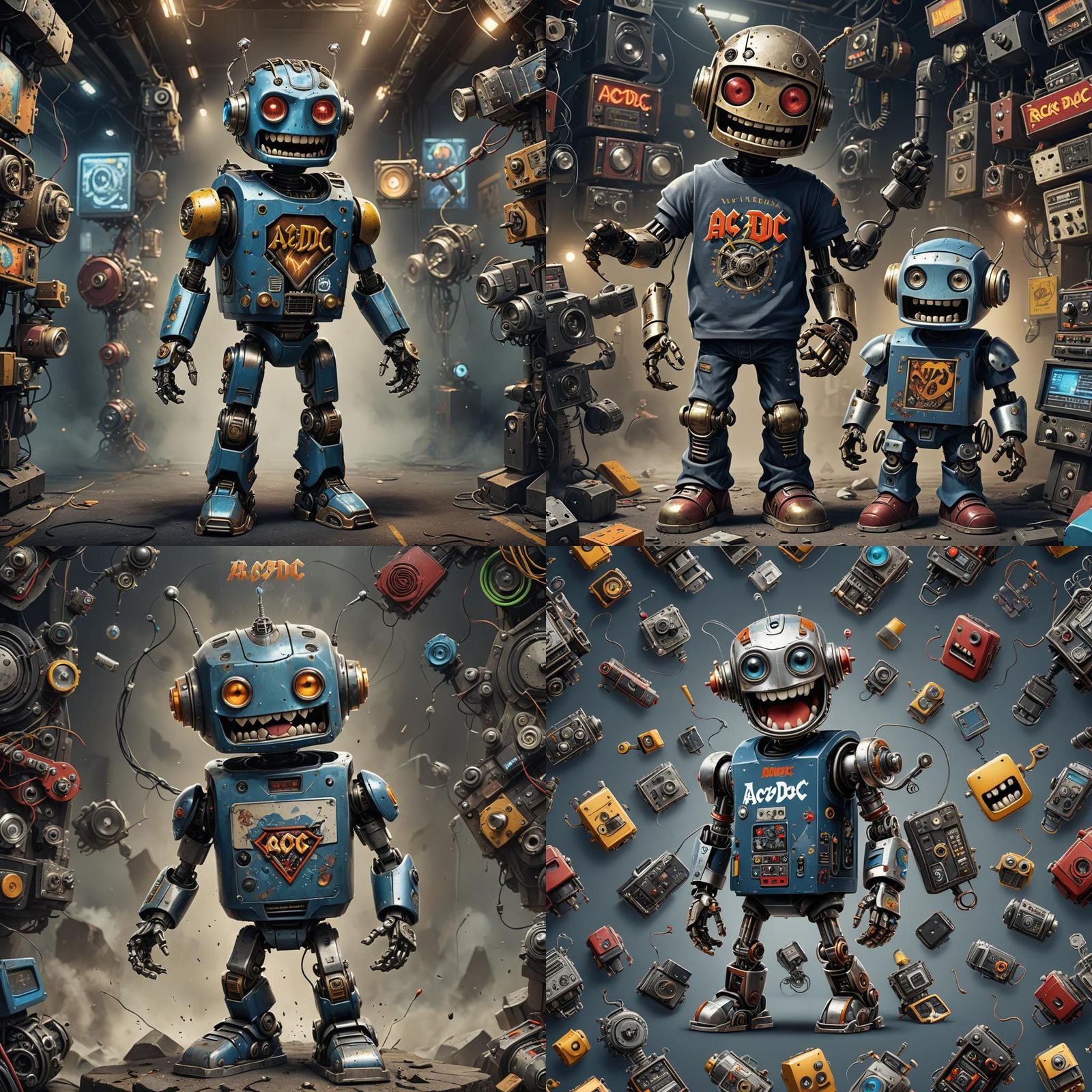 Child-Friendly Robot Smiles Wearing AC/DC Shirt
